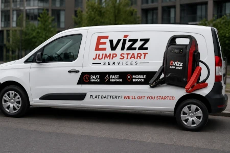 EVIZZ mobile jump start service helping a driver with a flat car battery